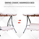 Dondolo 3 Posti 200x125x170 cm in Acciaio e Poliestere Beige