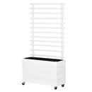 Fioriera con Traliccio e Ruote 76x30x155 cm in Legno Bianca