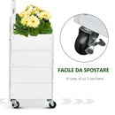 Fioriera con Traliccio e Ruote 76x30x155 cm in Legno Bianca