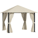 Gazebo da Giardino 2,97x2,97m con Zanzariere in Alluminio e Acciaio Khaki