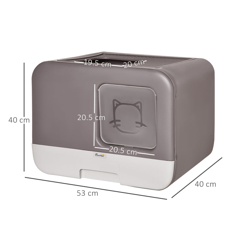 Lettiera Coperta per Gatti 53x40x40 cm in Plastica Viola e Bianco