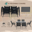 Set Tavolo 6 Sedie Pieghevoli e Ombrellone da Giardino Nero e Grigio