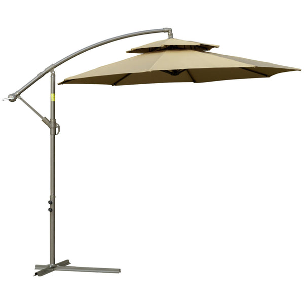 Parasol de Jardin Décentralisé Ø267x265 cm en Acier et Polyester Marron sconto