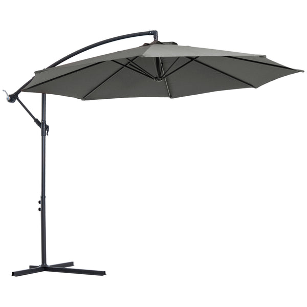 acquista Parasol de Jardin Décentralisé Ø300x250 cm en Acier et Polyester Gris