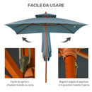 Ombrellone da Giardino 3x3 m Palo Ø48 mm in Bamboo Grigio