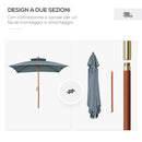 Ombrellone da Giardino 3x3 m Palo Ø48 mm in Bamboo Grigio