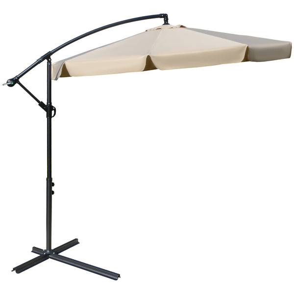 acquista Parasol de Jardin Décentralisé Ø265x265 cm en Métal et Polyester Marron Clair