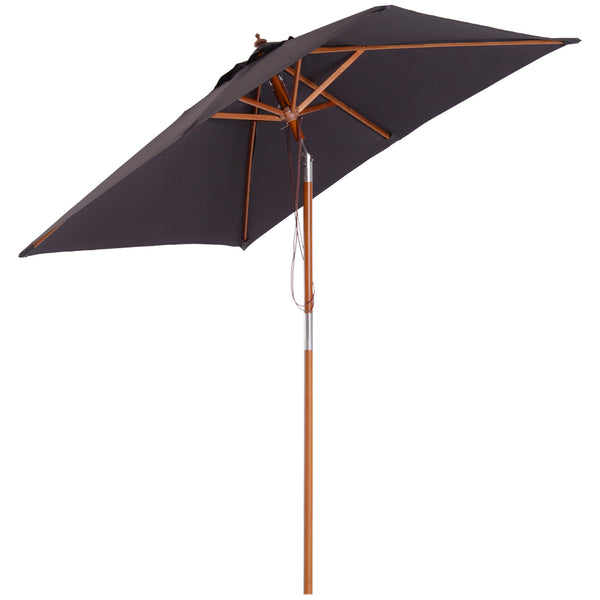 Parasol de jardin 2x1,5 m Mât Ø38 mm en Bois et Polyester Gris Foncé sconto