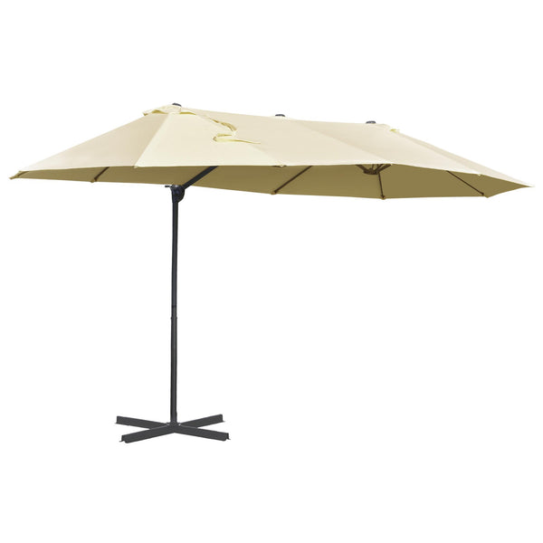 Parasol de jardin double 440x270x250 cm en acier et polyester crème sconto