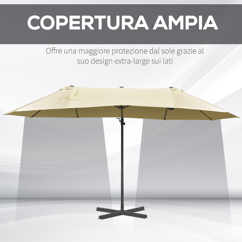 Ombrellone da Giardino Doppio 440x270x250 cm in Acciaio e Poliestere Crema