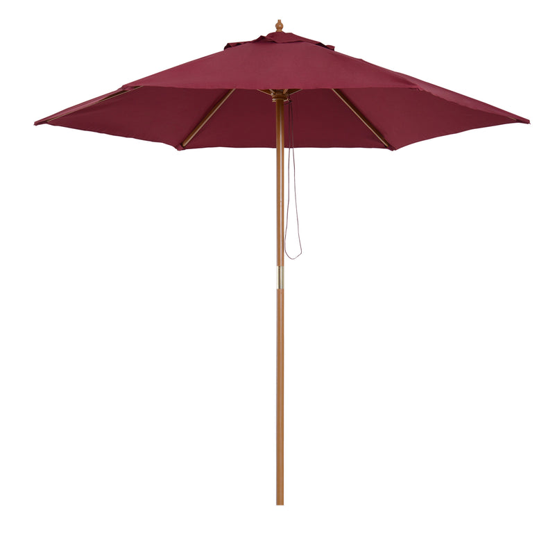 Ombrellone da Giardino Ø2,5 m Palo Ø38 mm in Legno e Poliestere Bordeaux
