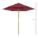 Ombrellone da Giardino Ø2,5 m Palo Ø38 mm in Legno e Poliestere Bordeaux