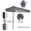 Mezzo Ombrellone da Giardino 230x130x249 cm in Metallo e Poliestere Grigio