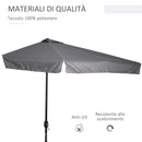 Mezzo Ombrellone da Giardino 230x130x249 cm in Metallo e Poliestere Grigio