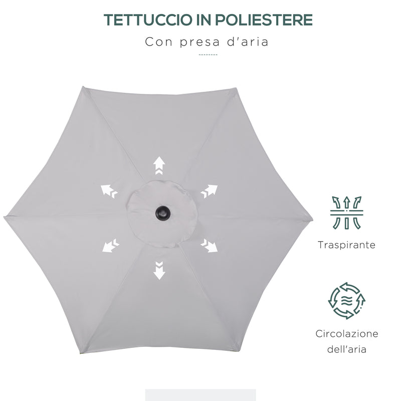 Ombrellone da Giardino Ø196 cm Palo Ø32 mm in Alluminio e Poliestere Grigio Chiaro
