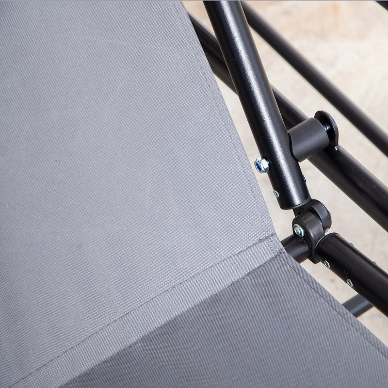 Dondolo Letto 3 Posti 195x117x174 cm in Metallo e Poliestere Grigio