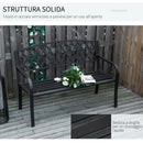 Panchina da Giardino 2 Posti 128x58,5x89 cm in Acciaio e Ghisa Nero