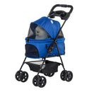 Passeggino per Cani 67x45x96 cm in Acciaio e Tessuto Oxford Blu