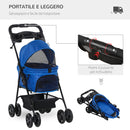 Passeggino per Cani 67x45x96 cm in Acciaio e Tessuto Oxford Blu