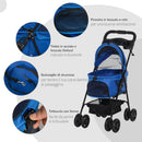Passeggino per Cani 67x45x96 cm in Acciaio e Tessuto Oxford Blu