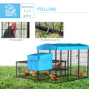 Pollaio Gabbia per Galline da Esterno 200x165,5x103 cm in Metallo Blu