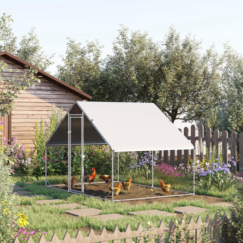 Pollaio Gabbia per Galline da Esterno 3x2x2m Telaio Zincato Argento