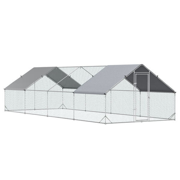 Cage Poulailler pour Poules Extérieures 3x8x2m Cadre Galvanisé Argent online
