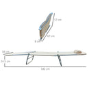 Set 2 Lettini Prendisole Pieghevoli 137x56x82 cm in Metallo Tessuto a Rete Beige