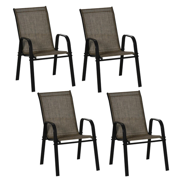 Lot de 4 chaises de jardin en métal et tissu marron acquista