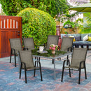 Set 6 Sedie da Giardino in Metallo e Tessuto Marrone