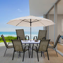 Set 6 Sedie da Giardino in Metallo e Tessuto Marrone