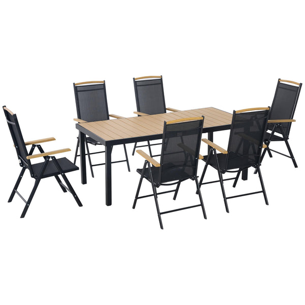 prezzo Ensemble Table et 6 Chaises de Jardin Pliantes en Textilline Noir