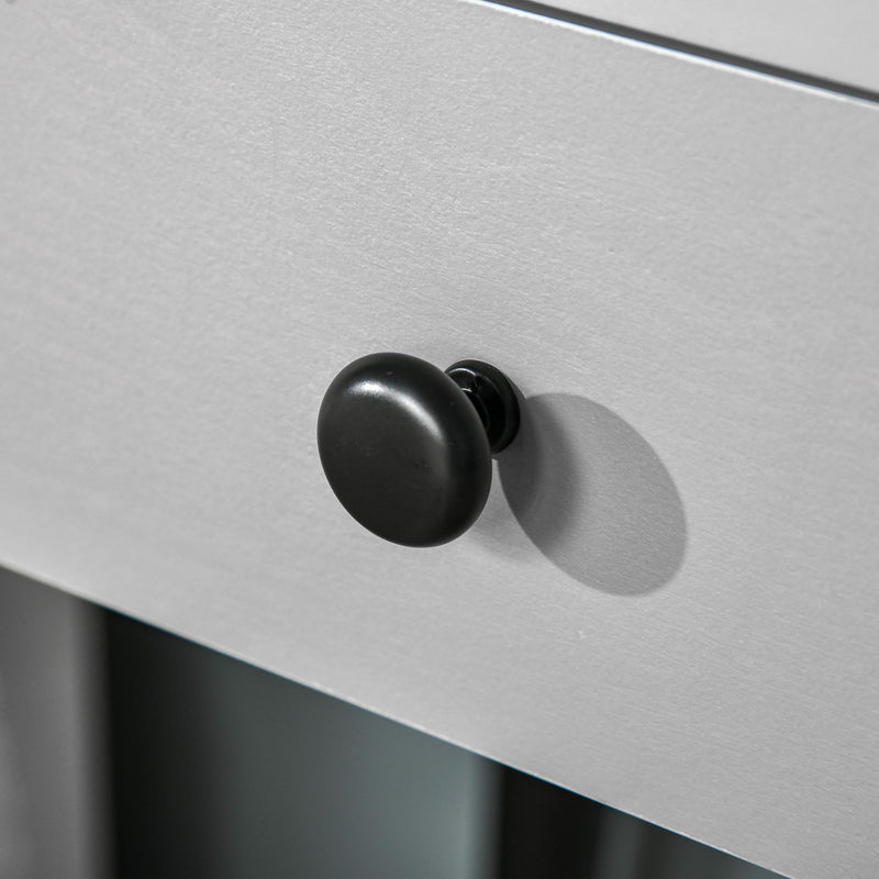 Consolle Trucco con Specchio e Sgabello in Truciolato Grigio