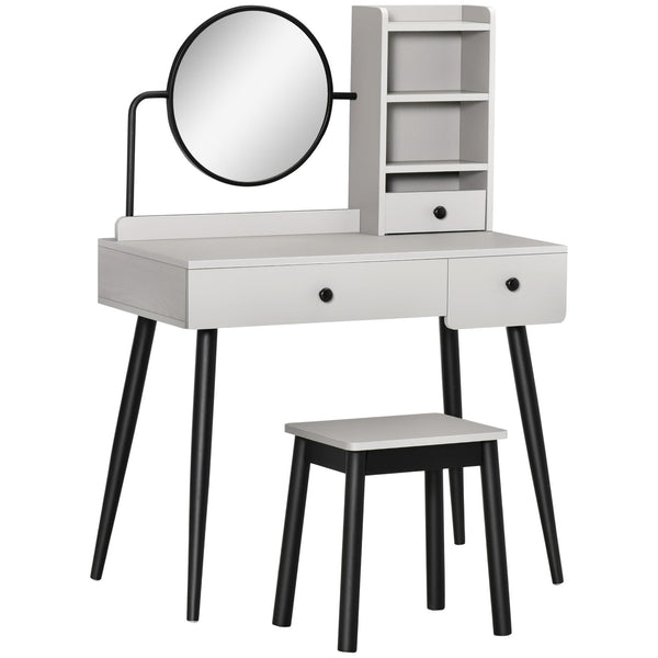 prezzo Console de maquillage avec miroir et tabouret en aggloméré gris