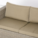Set Salotto da Giardino Divano 2 Poltrone e Tavolino in Rattan Polietilene Kaki e Beige