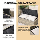 Set Salotto da Giardino 2 Divani 2 Poltrone Tavolino e Tavolo Contenitore in Rattan Beige