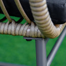 Set Salotto da Giardino Divano 2 Poltrone e Tavolino in Rattan Naturale e Poliestere Nero