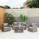 Set Salotto da Giardino Divano 2 Poltrone e Tavolino in Rattan Polietilene Grigio