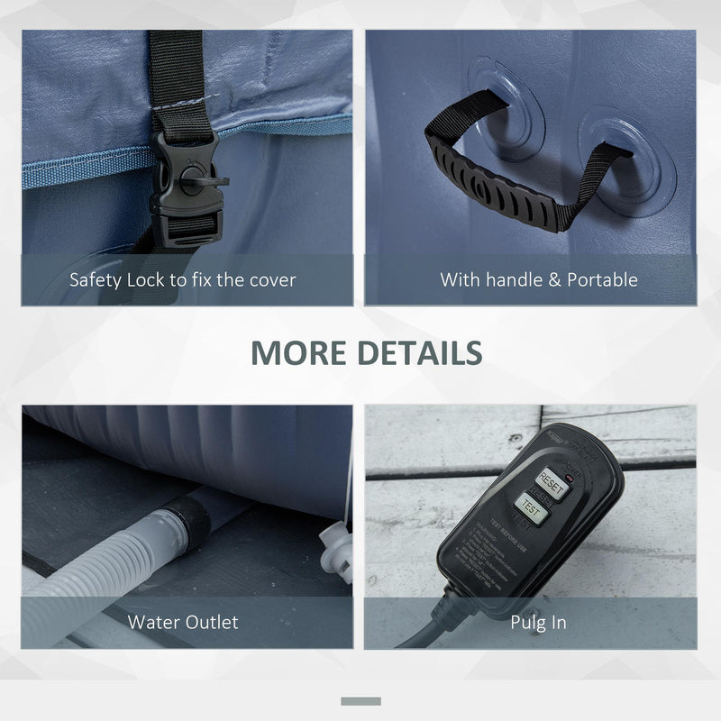 Vasca Idromassaggio da Esterno Gonfiabile Riscaldata 180x180x68 cm 930 Litri Blu Scuro