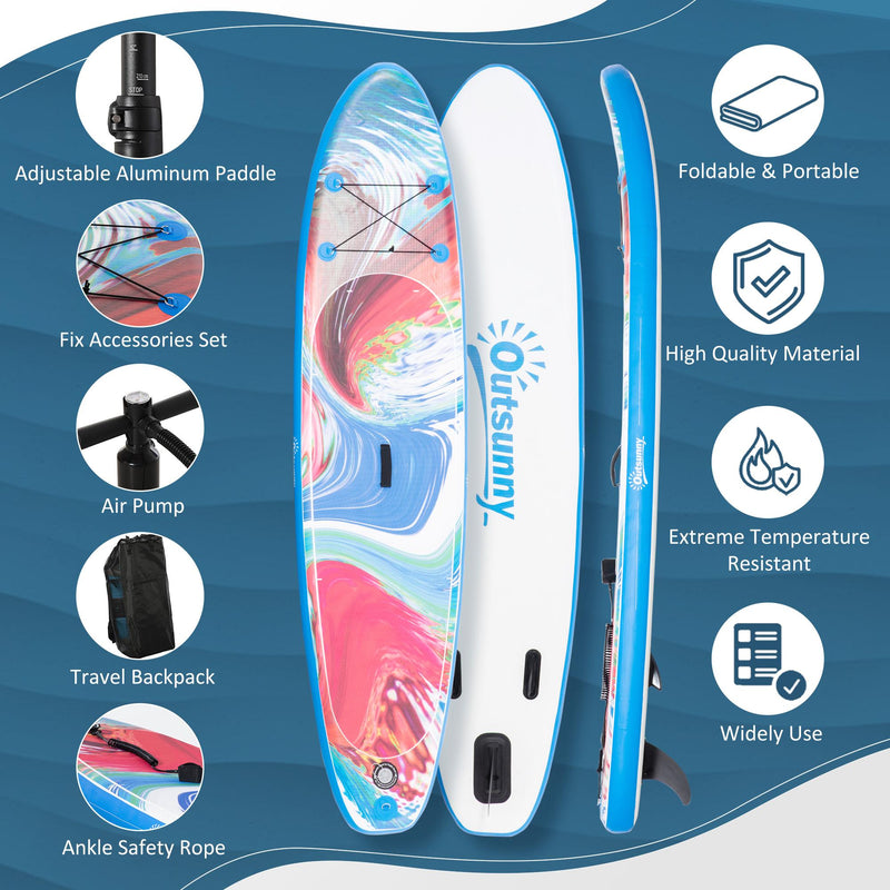SUP Tavola Gonfiabile 300x76x15 cm con Pagaia Zaino e Accessori Blu e Bianco