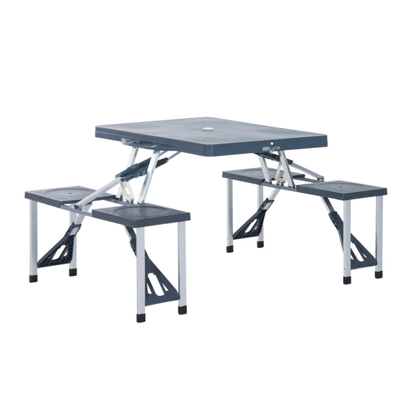 prezzo Set de Camping Table Pliante 4 Chaises en Aluminium et Plastique Gris