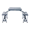 Set Campeggio Tavolino Pieghevole 4 Sedie in Alluminio e Plastica Grigio