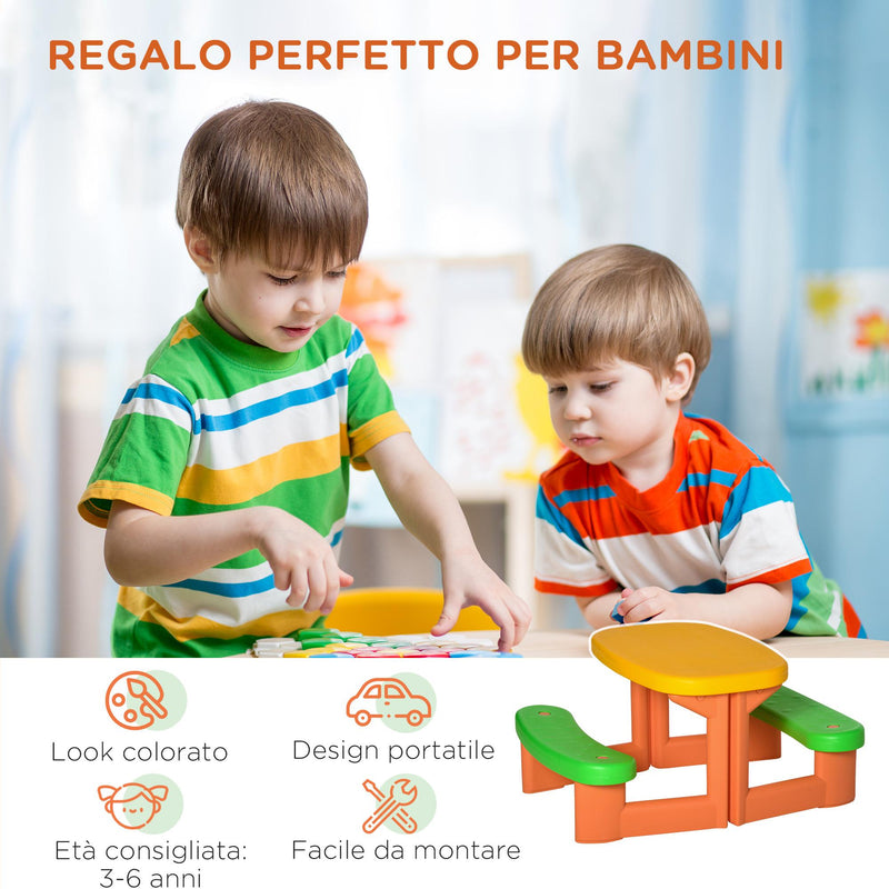 Tavolino Picnic per Bambini 95x73x46 cm in HDPE Multicolore