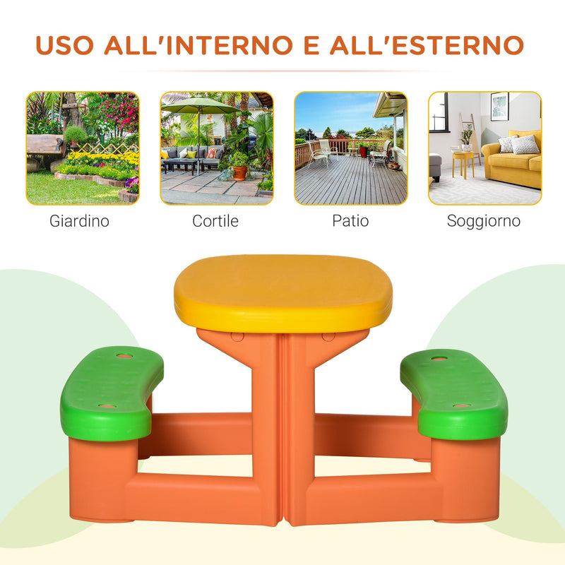 Tavolino Picnic per Bambini 95x73x46 cm in HDPE Multicolore