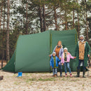 Tenda da Campeggio 4-6 Persone 410x240x195 cm 2 Spazi 4 Porte a Cerniera Verde