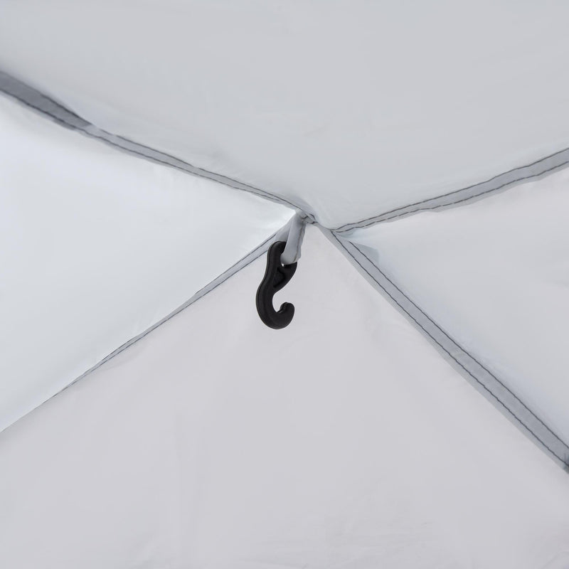 Tenda da Campeggio 6-8 Persone 350x350x230 cm 4 Porte a Cerniera Bianca e Blu