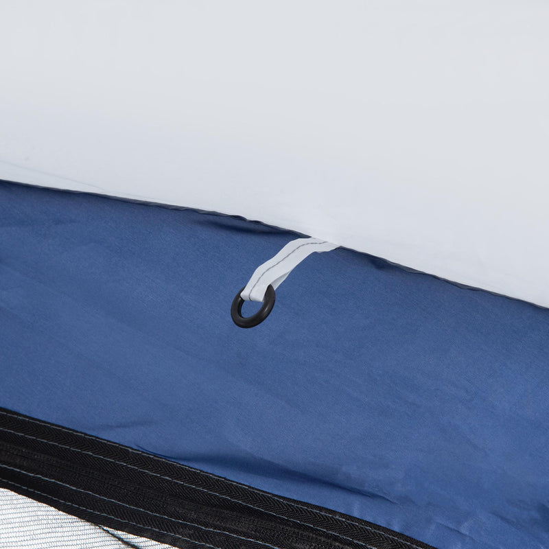 Tenda da Campeggio 6-8 Persone 350x350x230 cm 4 Porte a Cerniera Bianca e Blu