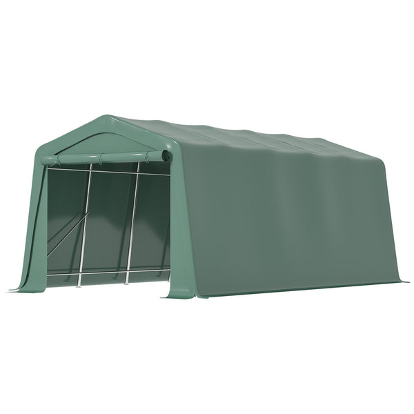 sconto Tente de garage pour outils de voiture 600x255-310x255 cm en acier et PVC vert foncé