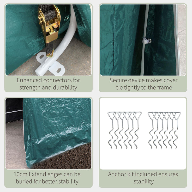 Tendone Garage per Auto Attrezzi 240x200x202 cm in Metallo e Tessuto Polietilene Verde