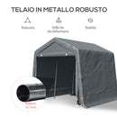Tendone Garage per Auto Attrezzi 280x240x240 cm in Metallo e Tessuto Polietilene Grigio